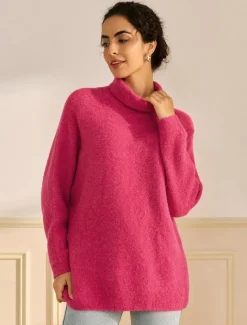 Turtleneck Ribbed Knit Wool Blend Drop Shoulder Batwing Sleeve Pullover Sweater
