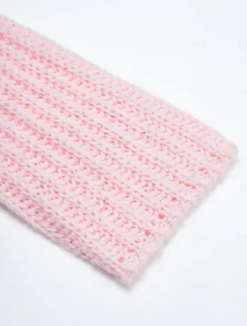 Turtleneck Ribbed Knit Wool Sequins Drop Shoulder Casual Daily Sweater