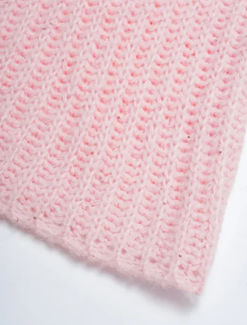Turtleneck Ribbed Knit Wool Sequins Drop Shoulder Casual Daily Sweater