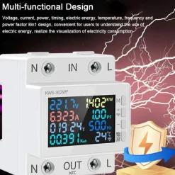 Tuya WiFi 8in1 Power Meter Color Screen 2P Multi-function AC Energy Meter Mobilephone Remotely APP Control 170-270V/63A