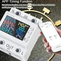 Tuya WiFi 8in1 Power Meter Color Screen 2P Multi-function AC Energy Meter Mobilephone Remotely APP Control 170-270V/63A