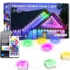 Tuya WiFi Outdoor Waterproof Eaves String Light, Permanent Light 15M 30LEDs/30M 60LEDs 45M 90LEDs Colorful String Lights for Courtyard, Lawn, Garden, Christmas, Halloween, Wedding, Festival