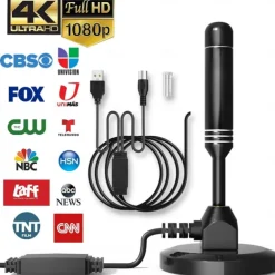 TV Antenna Digital HDTV Amplified 3600 Mile Range Indoor Outdoor W/Magnetic Base