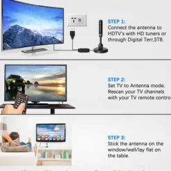 TV Antenna Digital HDTV Amplified 3600 Mile Range Indoor Outdoor W/Magnetic Base