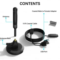 TV Antenna Digital HDTV Amplified 3600 Mile Range Indoor Outdoor W/Magnetic Base