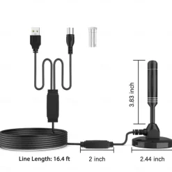 TV Antenna Digital HDTV Amplified 3600 Mile Range Indoor Outdoor W/Magnetic Base