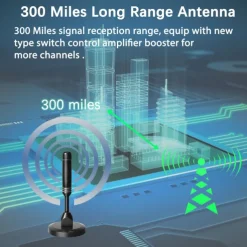 TV Antenna Digital HDTV Amplified 3600 Mile Range Indoor Outdoor W/Magnetic Base