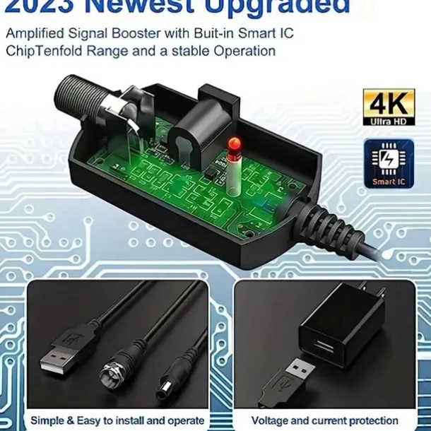 TV Antenna-2023 Indoor Amplified HD Digital TV Antenna For Smart TV Up To 380Miles Support 4K 1080p And All Older TV's-Ultra Thin Smart Switch Amplifier Signal Booster-18ft HDTV Cable/AC Adapter