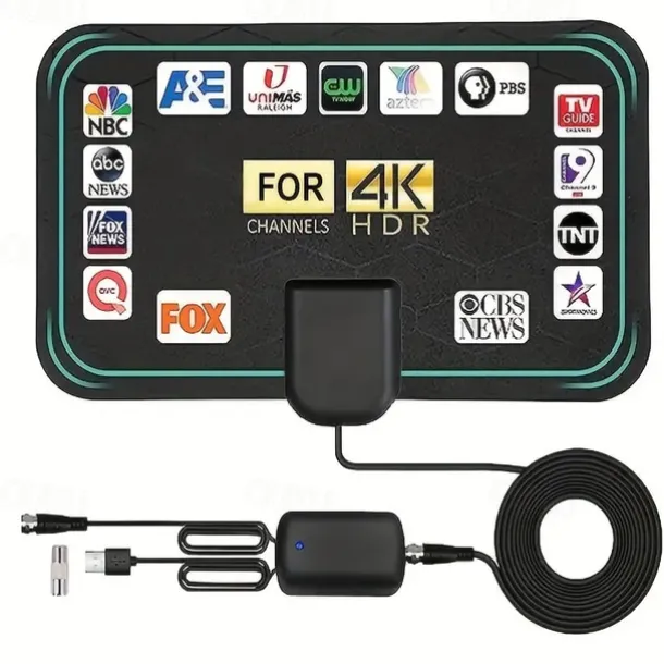 TV Antenna-2023 Indoor Amplified HD Digital TV Antenna For Smart TV Up To 380Miles Support 4K 1080p And All Older TV's-Ultra Thin Smart Switch Amplifier Signal Booster-18ft HDTV Cable/AC Adapter