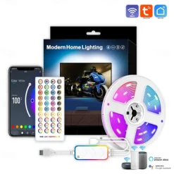 TV LED Backlights App Control RGB Smart LED Strip Lights with WIFI Atmosphere Light with USB TV Background Light 5V Living Room Led Color Atmosphere Light Remote Control