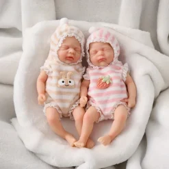 Twin Miniature Lifelike Reborn Baby Dolls Handcrafted Silicone Surprise Accessories Included for Children Ages 3-6 Years - Realistic Newborn Baby Doll Set