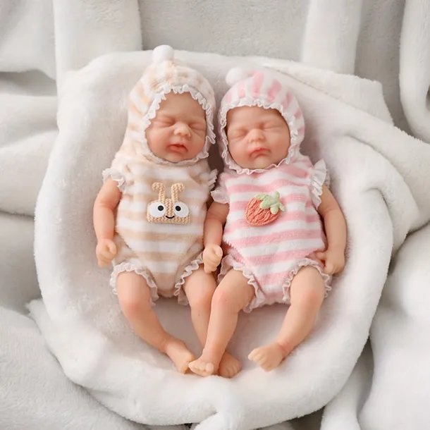 Twin Miniature Lifelike Reborn Baby Dolls Handcrafted Silicone Surprise Accessories Included for Children Ages 3-6 Years - Realistic Newborn Baby Doll Set