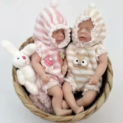 Twin Miniature Lifelike Reborn Baby Dolls Handcrafted Silicone Surprise Accessories Included for Children Ages 3-6 Years - Realistic Newborn Baby Doll Set