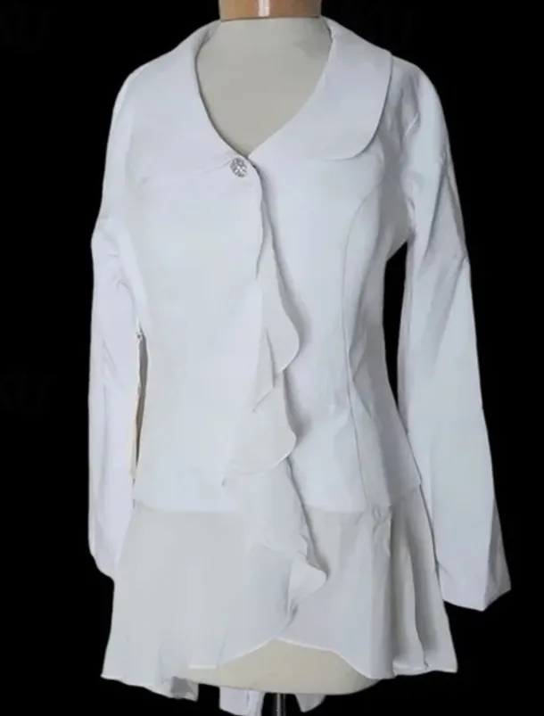 Two Piece Jumpsuit / Pantsuit Mother of the Bride Wedding Guest Elegant Plus Size V Neck Floor Length Chiffon Long Sleeve with Ruffles free custom size