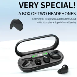 Two-in-one sleep wireless Bluetooth headphones thin mini noise reduction digital display long-lasting battery life