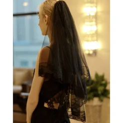 Two-tier Antique / Lace Applique Edge Wedding Veil Elbow Veils with Embroidery / Splicing 21.65 in (55cm) POLY / 100% Polyester