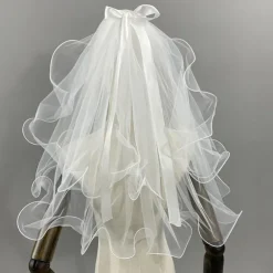 Two-tier Classic / Sweet Wedding Veil Elbow Veils with Satin Bow 23.62 in (60cm) Lace