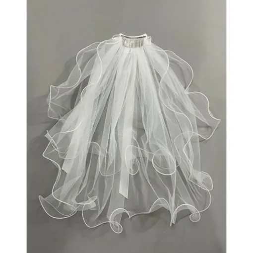 Two-tier Classic / Sweet Wedding Veil Elbow Veils with Satin Bow 23.62 in (60cm) Lace