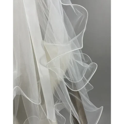 Two-tier Classic / Sweet Wedding Veil Elbow Veils with Satin Bow 23.62 in (60cm) Lace