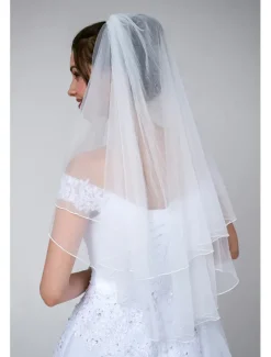 Two-tier Classic & Timeless / Glamorous & Dramatic Wedding Veil Elbow Veils with Solid Tulle