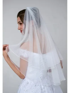 Two-tier Classic & Timeless / Glamorous & Dramatic Wedding Veil Elbow Veils with Solid Tulle