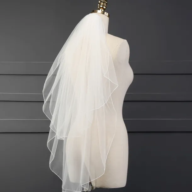 Two-tier Classic Style Wedding Veil Fingertip Veils with Solid Tulle