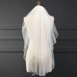 Two-tier Classic Style Wedding Veil Fingertip Veils with Solid Tulle