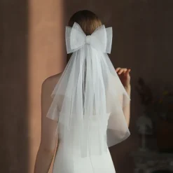 Two-tier Cute Wedding Veil Elbow Veils with Pure Color Tulle