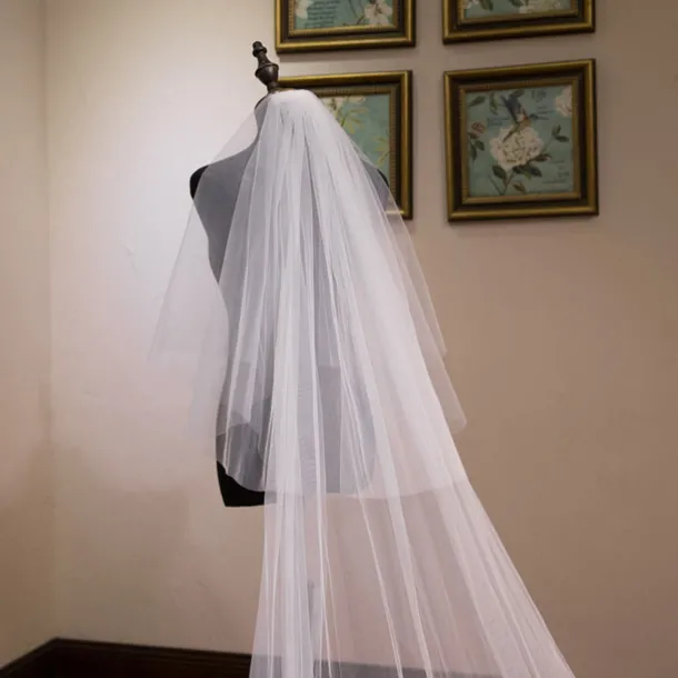 Two-tier Lace Wedding Veil Cathedral Veils with Sequin / Embroidery Tulle dress to impress