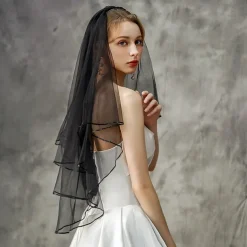 Two-tier Stylish / Classic & Timeless Wedding Veil Elbow Veils with Flower Comb / Pure Color Tulle