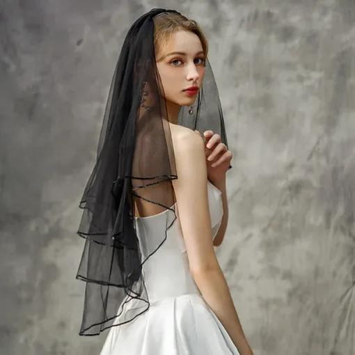 Two-tier Stylish / Classic & Timeless Wedding Veil Elbow Veils with Flower Comb / Pure Color Tulle
