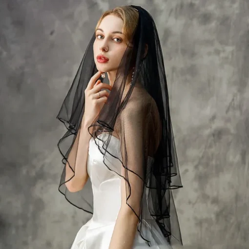 Two-tier Stylish / Classic & Timeless Wedding Veil Elbow Veils with Flower Comb / Pure Color Tulle