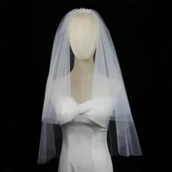 Two-tier Stylish / Sweet Wedding Veil Elbow Veils with Faux Pearl / Pure Color 30 cm Tulle