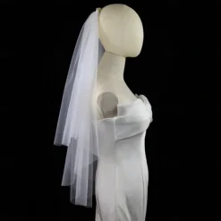 Two-tier Stylish / Sweet Wedding Veil Elbow Veils with Faux Pearl / Pure Color 30 cm Tulle