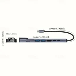 Type-c8 All-in-one Dock With Network Card Usb3.0 HUB Laptop Dock Hub