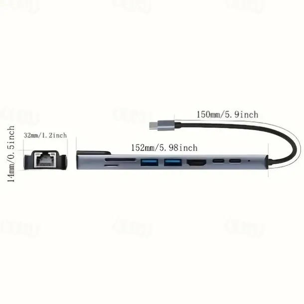 Type-c8 All-in-one Dock With Network Card Usb3.0 HUB Laptop Dock Hub