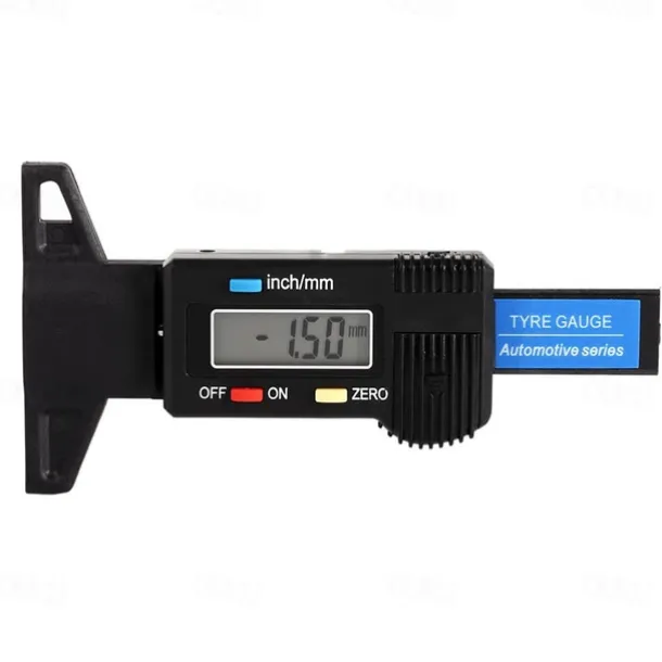Tyre Tread Depth Gauge 0-25.4mm/1Inch Portable Tread Depth Checker Tyre Depth Measure with LCD Display for Cars