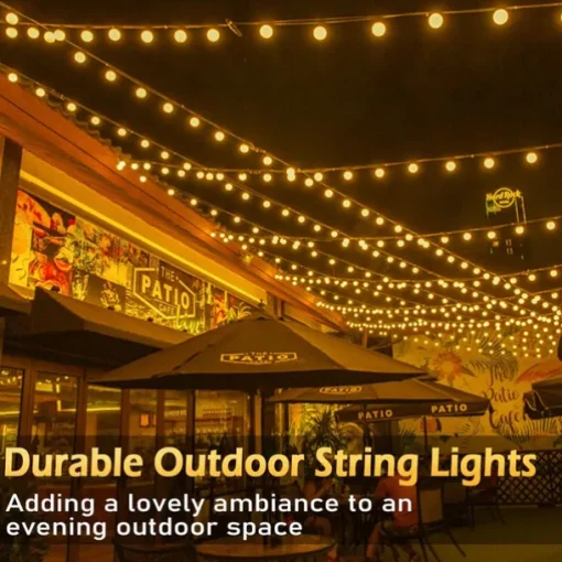 UL Certified Outdoor LED Bulb String Lights 98ft 30m String Lights Outdoor with Shatterproof G40 LED Bulbs Waterproof Hanging Patio Lighting for Christmas Patio House Backyard Balcony Party