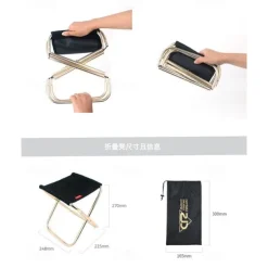 Ultralight Camping Stool Collapsible Stool Portable Folding Stool for Adults Fishing Outdoor Hiking Gardening Backpacking Travelling Walking with Carry Bag,Metallic