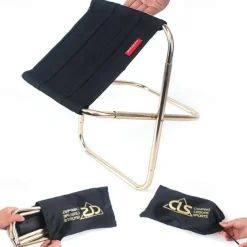 Ultralight Camping Stool Collapsible Stool Portable Folding Stool for Adults Fishing Outdoor Hiking Gardening Backpacking Travelling Walking with Carry Bag,Metallic