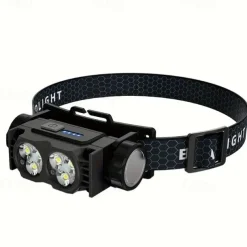 Ultra-Light USB Rechargeable HeadLamp with Magnet & Power Display - 3 Modes Portable & Bright for Night Work Hiking Camping Travel & Dog Walks (Batteries Included)