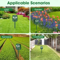 Ultrasonic Animal Repeller – Waterproof Solar Powered Motion Detection Device with LED Flash for Dogs, Cats, Foxes, Raccoons, Squirrels