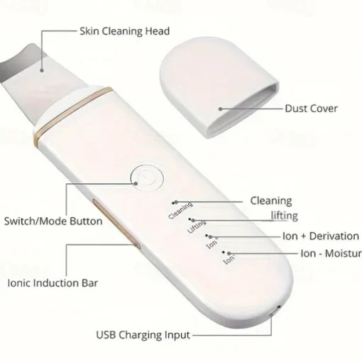 Ultrasonic Skin Scrubber Vibration Face Spatula Blackhead Remover Facial Scrubber Shovel Clean Cavitation Peeling Facial Lifting
