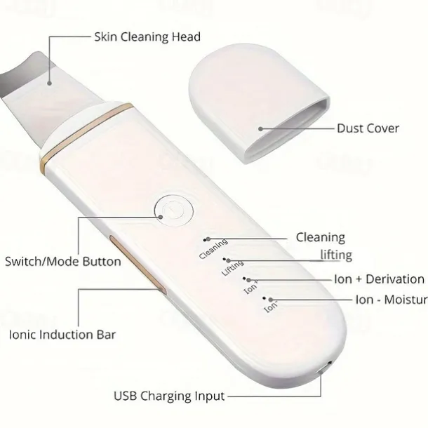 Ultrasonic Skin Scrubber Vibration Face Spatula Blackhead Remover Facial Scrubber Shovel Clean Cavitation Peeling Facial Lifting