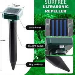 Ultrasonic Solar Pest Repeller – Waterproof Motion Sensor Device for Garden, Repels Moles, Snakes, Insects, and Small Animals