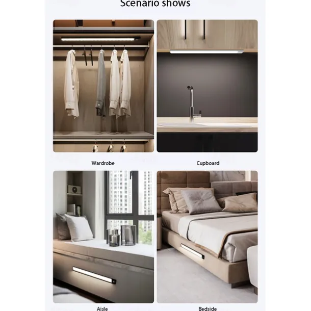Ultra-thin Smart LED Strip Light Motion Sensor Cabinet Light, Magnetic Rechargeable Human Body Induction Light Strip, Self-Adhesive for Cabinet, Wine Cabinet, Wardrobe
