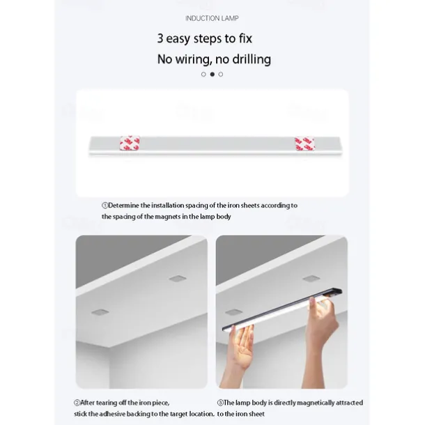Ultra-thin Smart LED Strip Light Motion Sensor Cabinet Light, Magnetic Rechargeable Human Body Induction Light Strip, Self-Adhesive for Cabinet, Wine Cabinet, Wardrobe