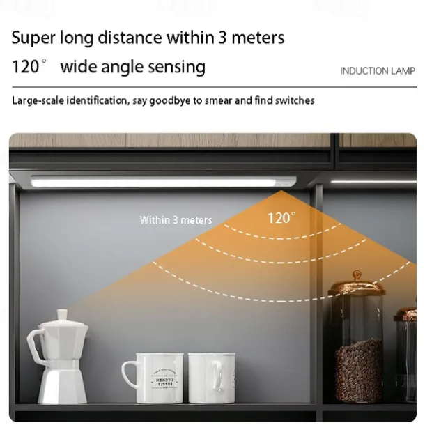 Ultra-thin Smart LED Strip Light Motion Sensor Cabinet Light, Magnetic Rechargeable Human Body Induction Light Strip, Self-Adhesive for Cabinet, Wine Cabinet, Wardrobe