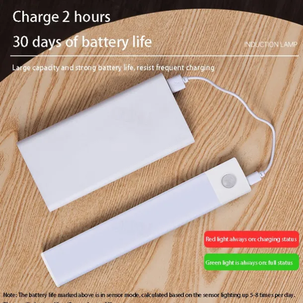 Ultra-thin Smart LED Strip Light Motion Sensor Cabinet Light, Magnetic Rechargeable Human Body Induction Light Strip, Self-Adhesive for Cabinet, Wine Cabinet, Wardrobe