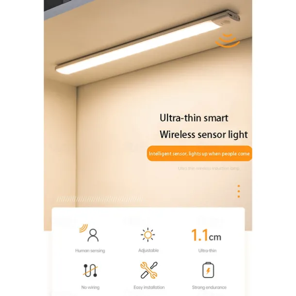Ultra-thin Smart LED Strip Light Motion Sensor Cabinet Light, Magnetic Rechargeable Human Body Induction Light Strip, Self-Adhesive for Cabinet, Wine Cabinet, Wardrobe